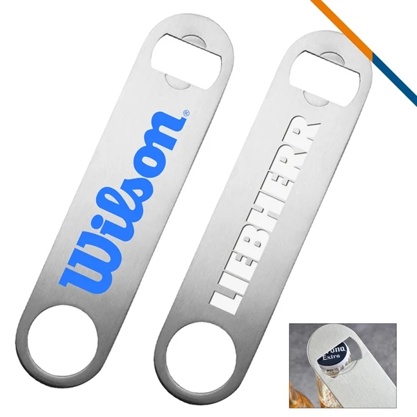 Custom Stainless Steel Dual-Function Bottle Opener with Wall Hook — Bar Promo Item 1