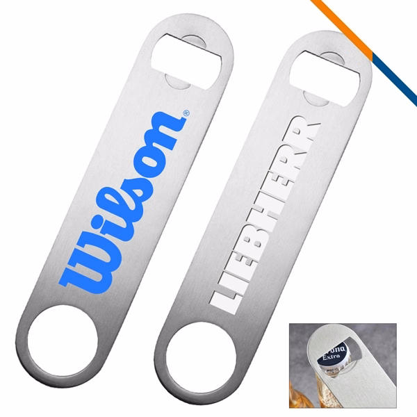 Custom Stainless Steel Dual-Function Bottle Opener with Wall Hook — Bar Promo Item