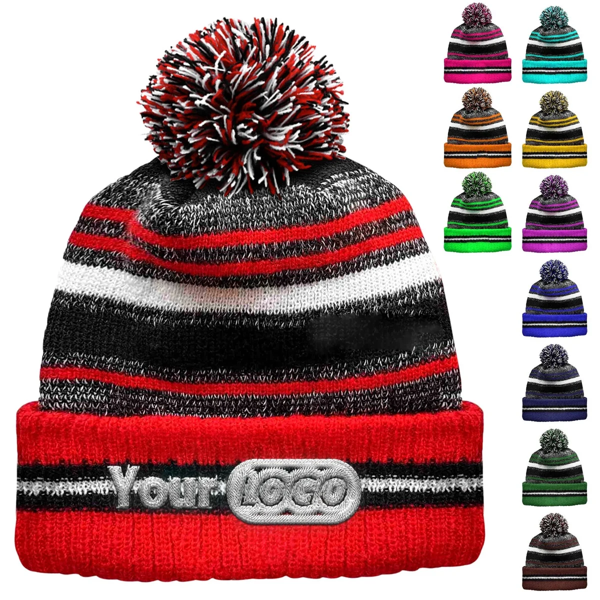 Winter Warmth Striped Cotton Knit Beanie 1