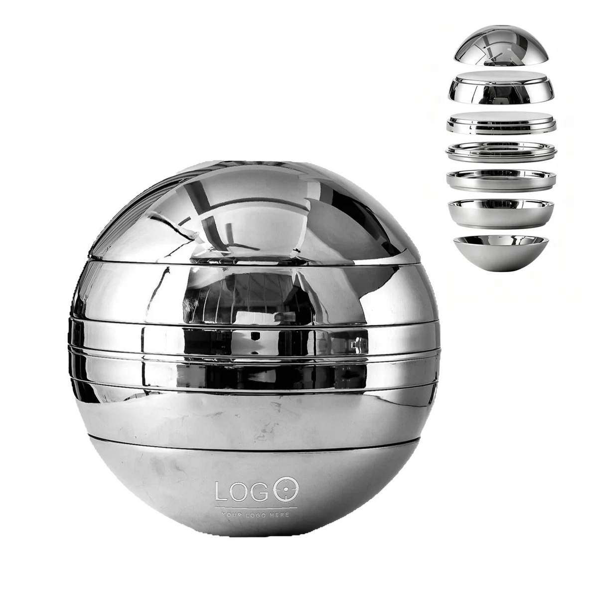 7-Piece 304 Stainless Steel Round Bowl and Plate Set 1