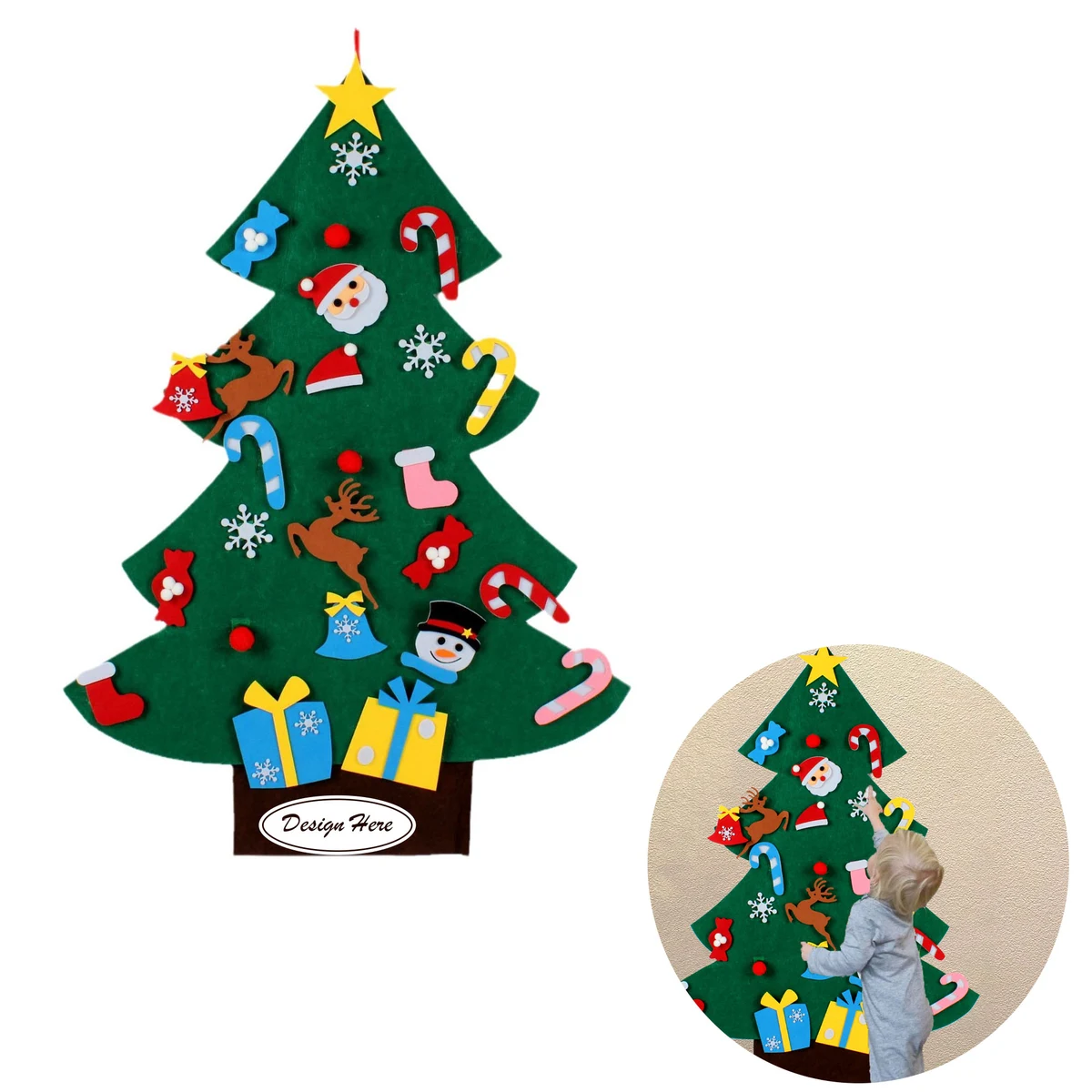 DIY Felt Christmas Tree Set with Ornaments for Kids' Creativity 1
