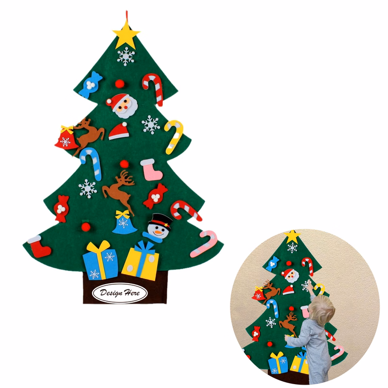 DIY Felt Christmas Tree Set with Ornaments for Kids' Creativity