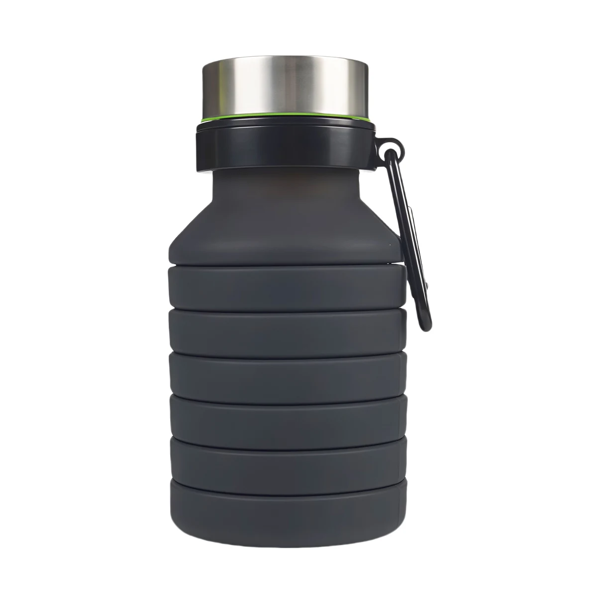 18 Oz Collapsible Silicone Sports Water Bottle with Carabiner 1