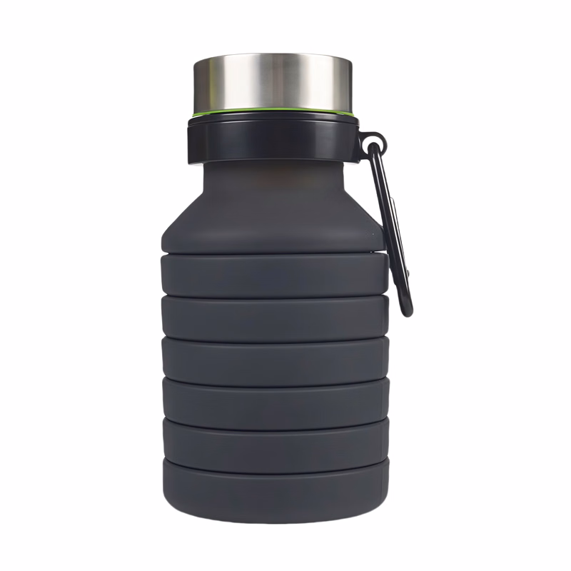 18 Oz Collapsible Silicone Sports Water Bottle with Carabiner