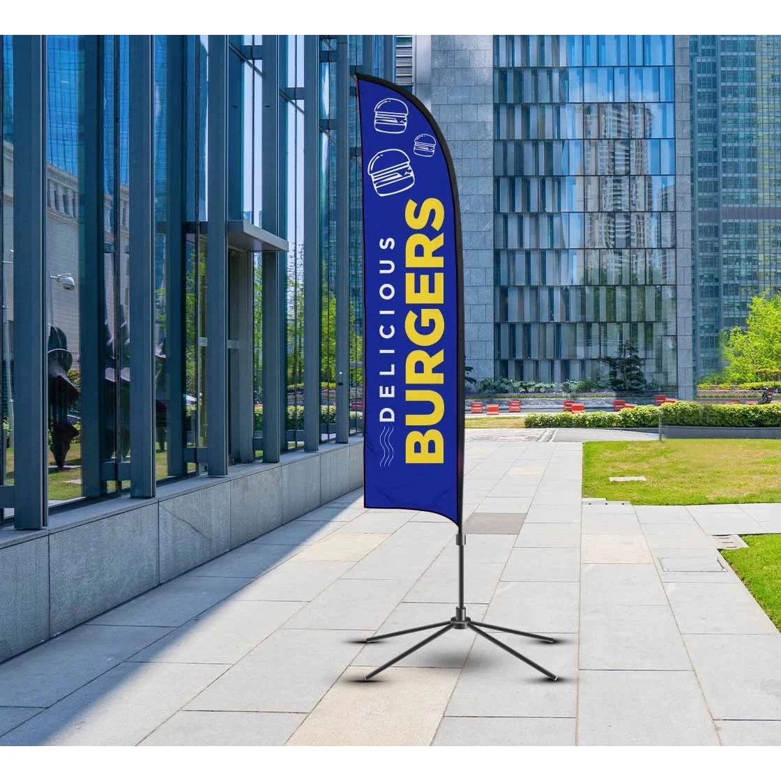 Blade flag-Single side-Cross base w/ water bag 2.25' x 11.5' 1