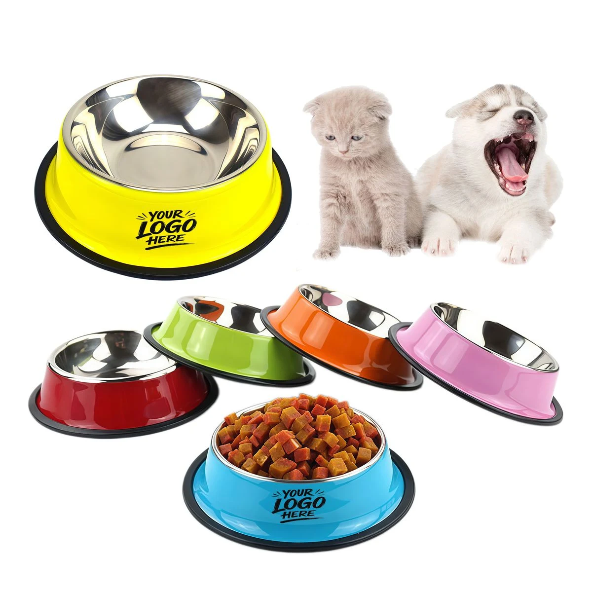 34oz Steel Pet Feeding Bowl Anti Spill Non Slip Design 1