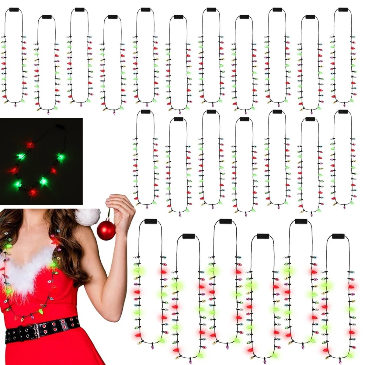 Christmas Party Santa Light Up String Necklace 1