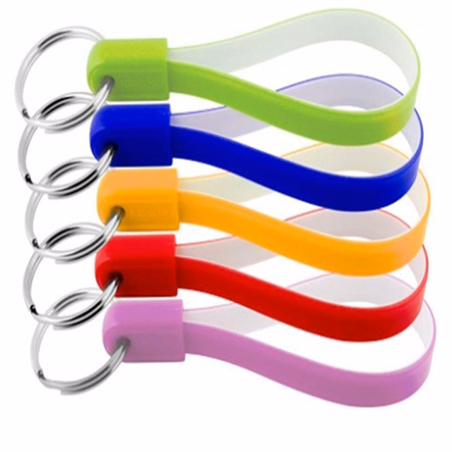 1/2 Inch Wide Dual Layer Silicone Wristband Keychain