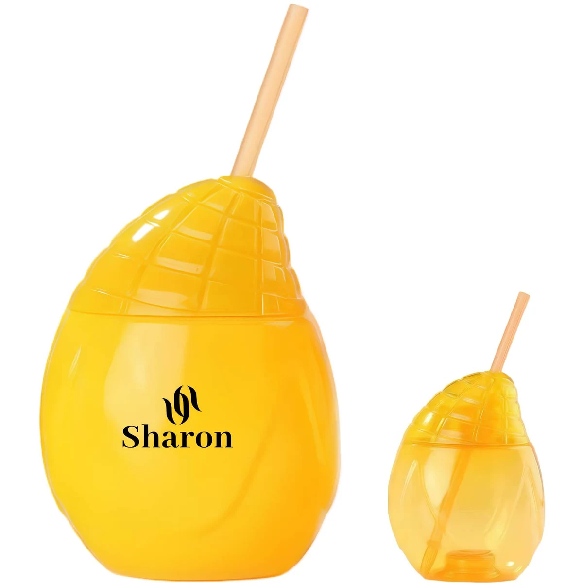 17oz Mango Shaped PET Cup w/ Straw 1