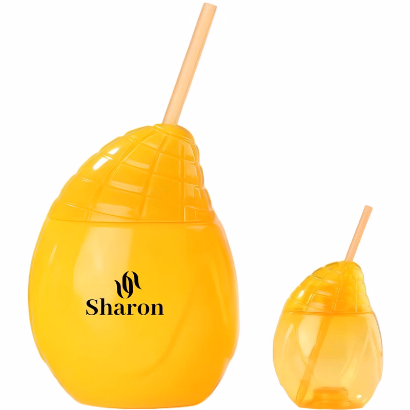 17oz Mango Shaped PET Cup w/ Straw