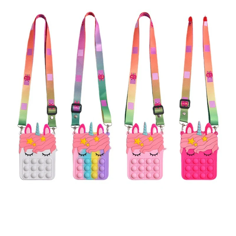 Kids Cartoon Soft Silicone Push Bubble Crossbody Purse 1