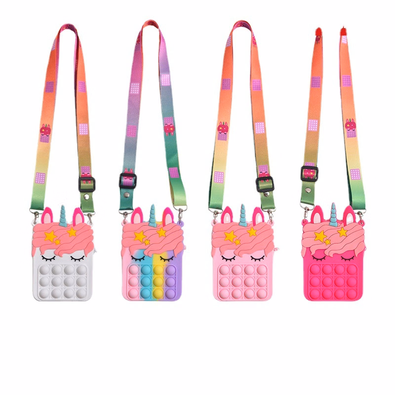 Kids Cartoon Soft Silicone Push Bubble Crossbody Purse
