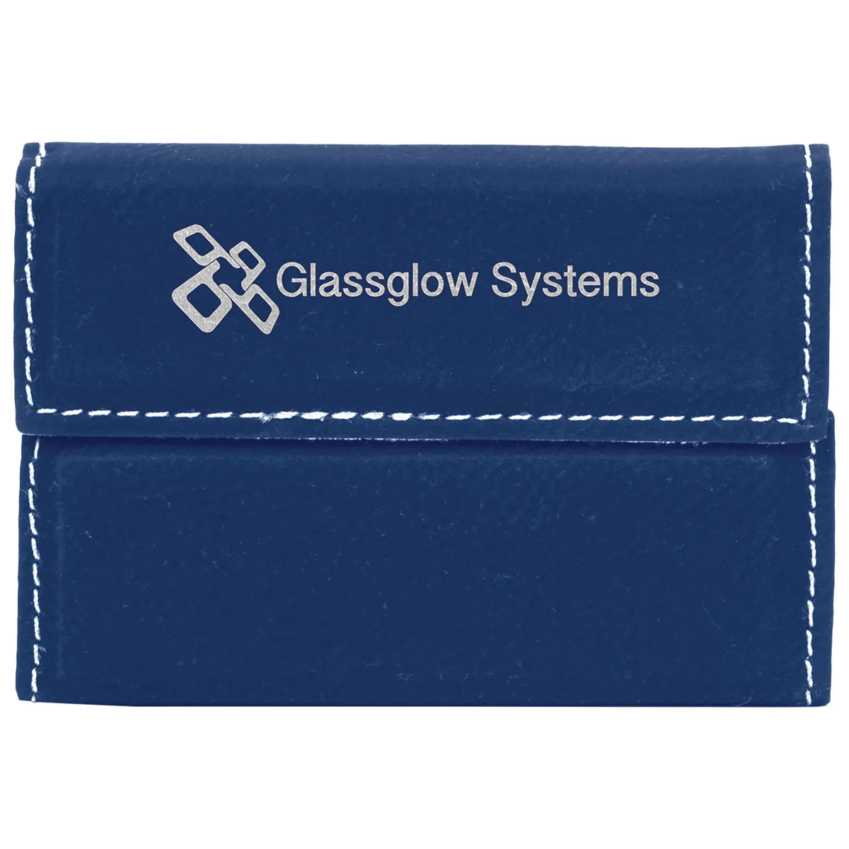 Blue/Silver Leatherette Business Card Holder 1