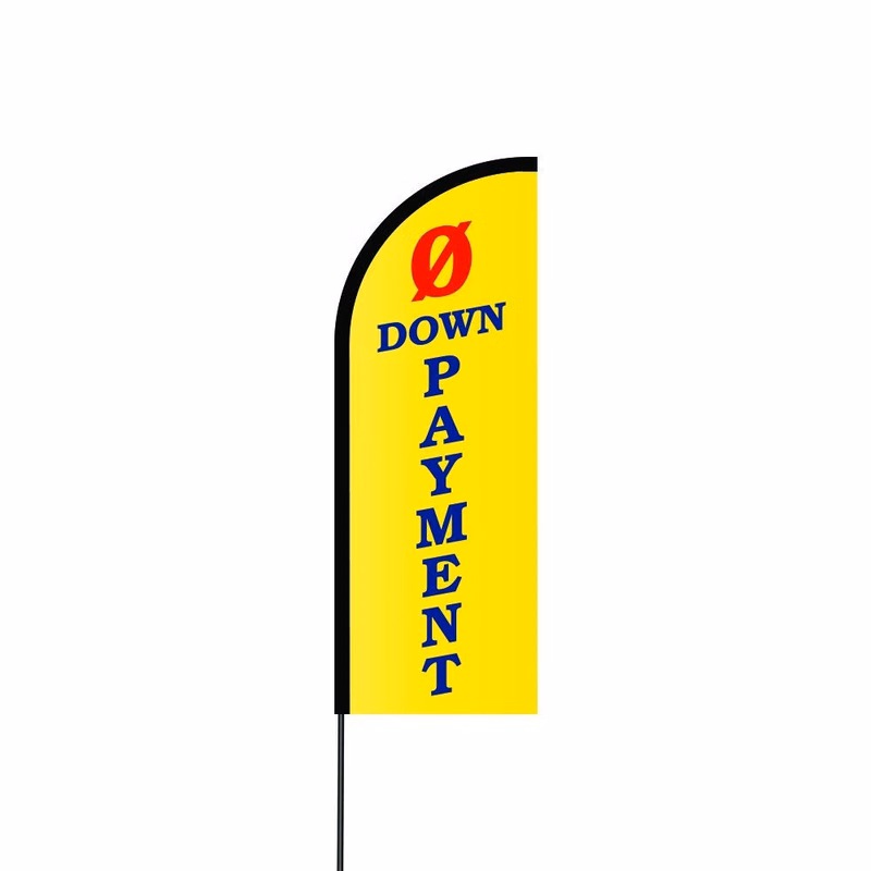 0 Down Payment (Yellow) Flag Kit 11' Feet Feather Flag Sign Outdoor Banner
