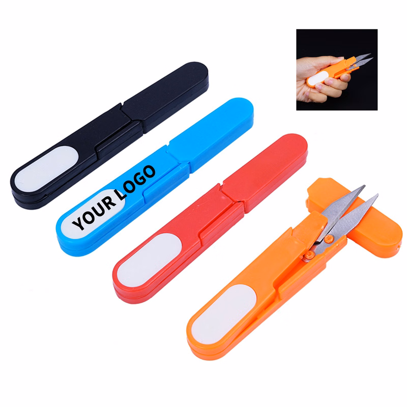 Compact Mini U Shape Metal Scissor With Cover