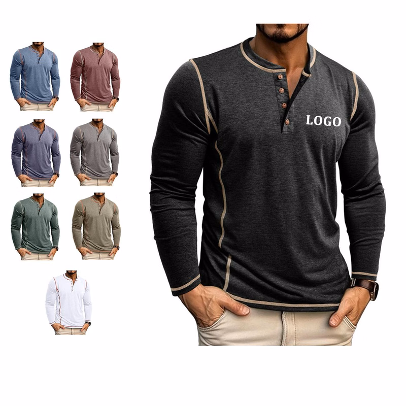  Men's Henley Shirt Long Sleeve