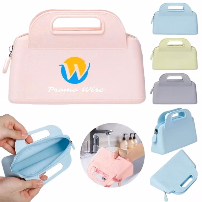 Lightweight Waterproof Silicone Makeup Pouch Carry Handle
