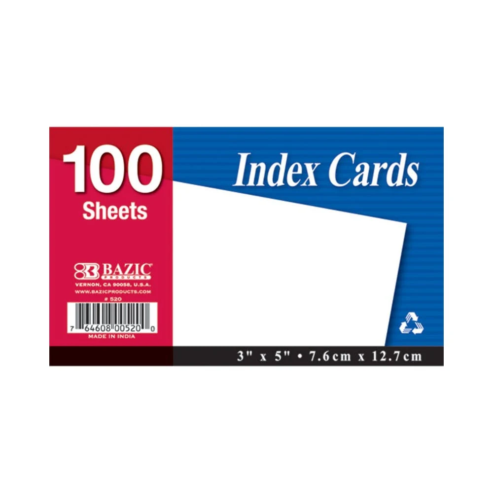 Unruled Index Cards - White 3" x 5" 1