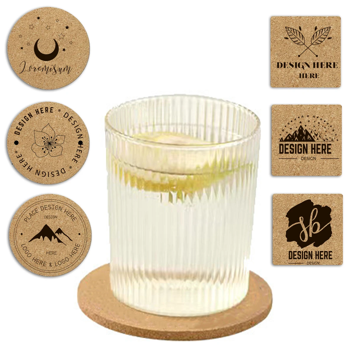 Personalized Cork Coasters - Square and Round Designs 1