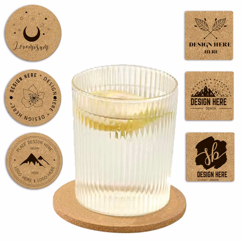 Personalized Cork Coasters - Square and Round Designs