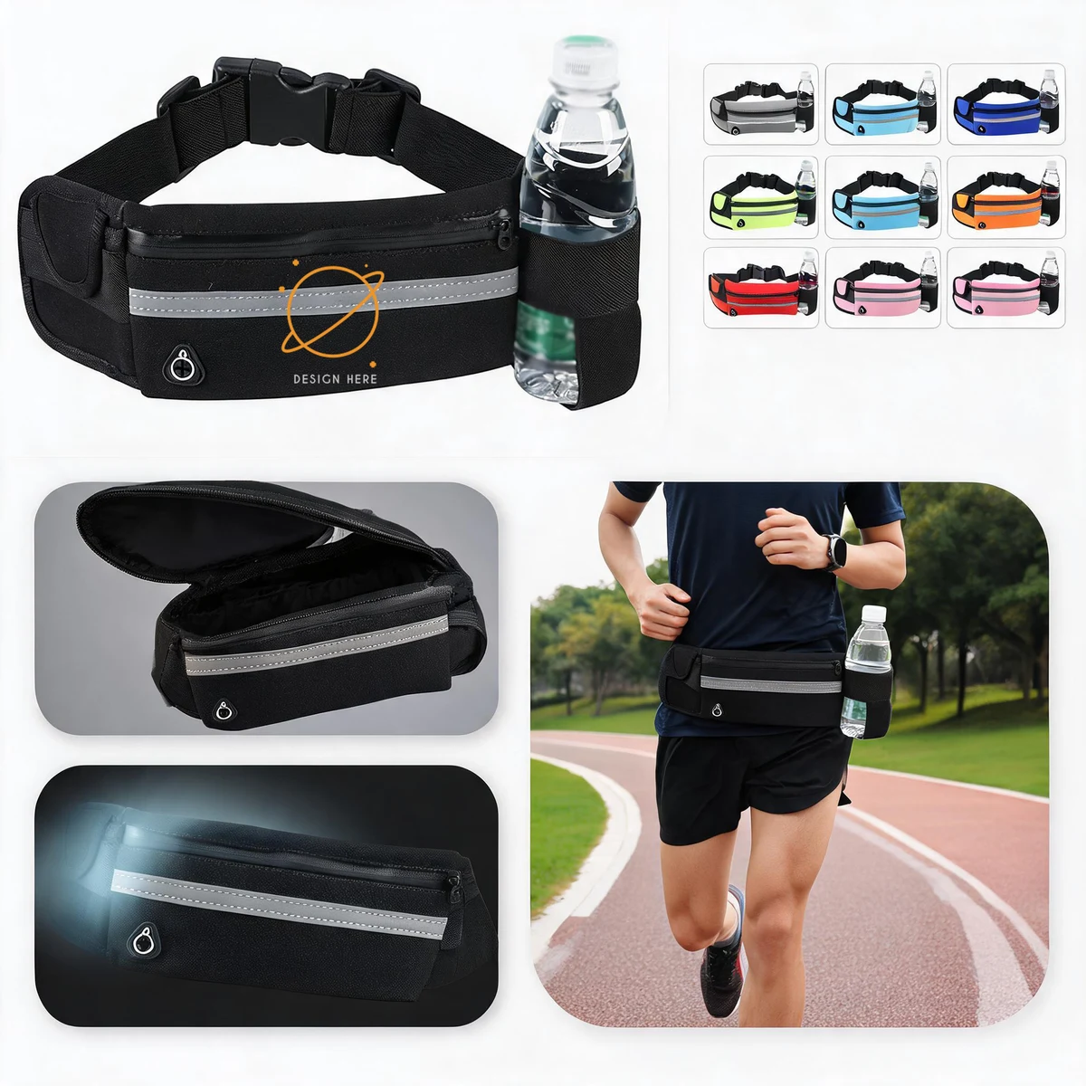 Customizable Sports Fanny Pack with Reflective Strip 1