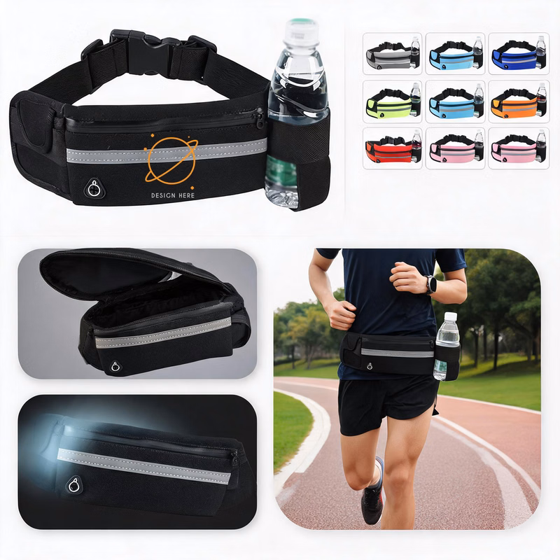 Customizable Sports Fanny Pack with Reflective Strip