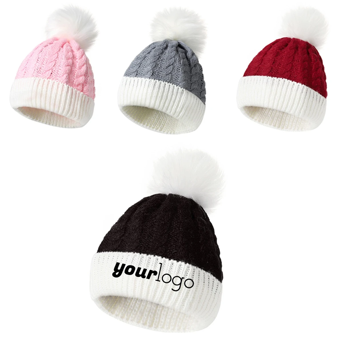 Winter Baby Beanie Hat with Double Pom Poms for Boys and Girls 1