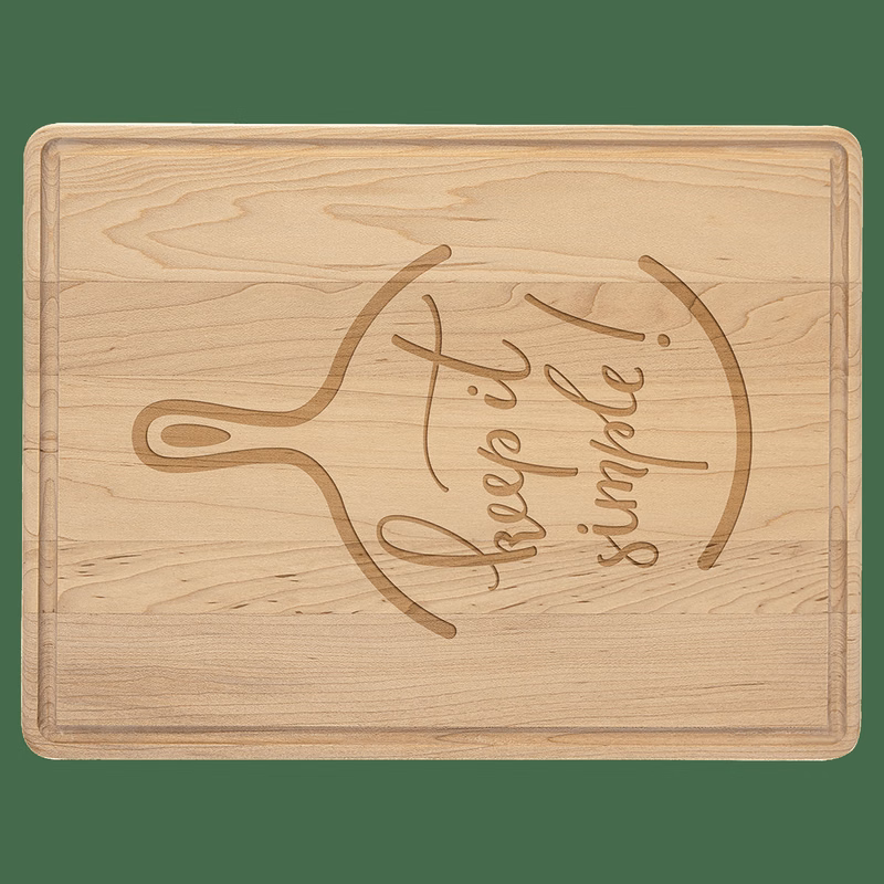 11 1/2" x 8 3/4" Multi Brown Maple Cutting Board with Drip Ring