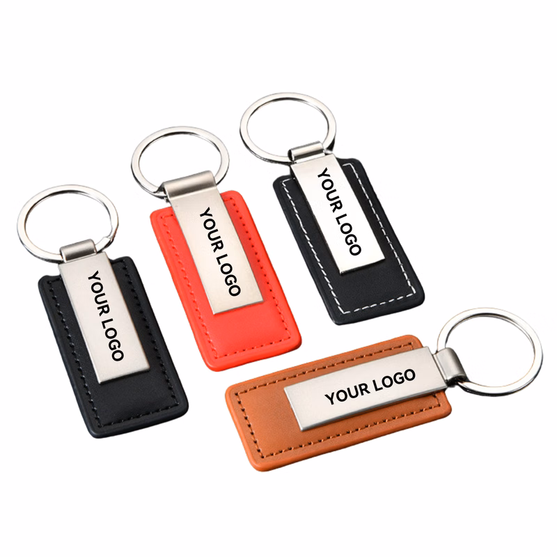 Durable Metal Car Keychain with Leather Strap