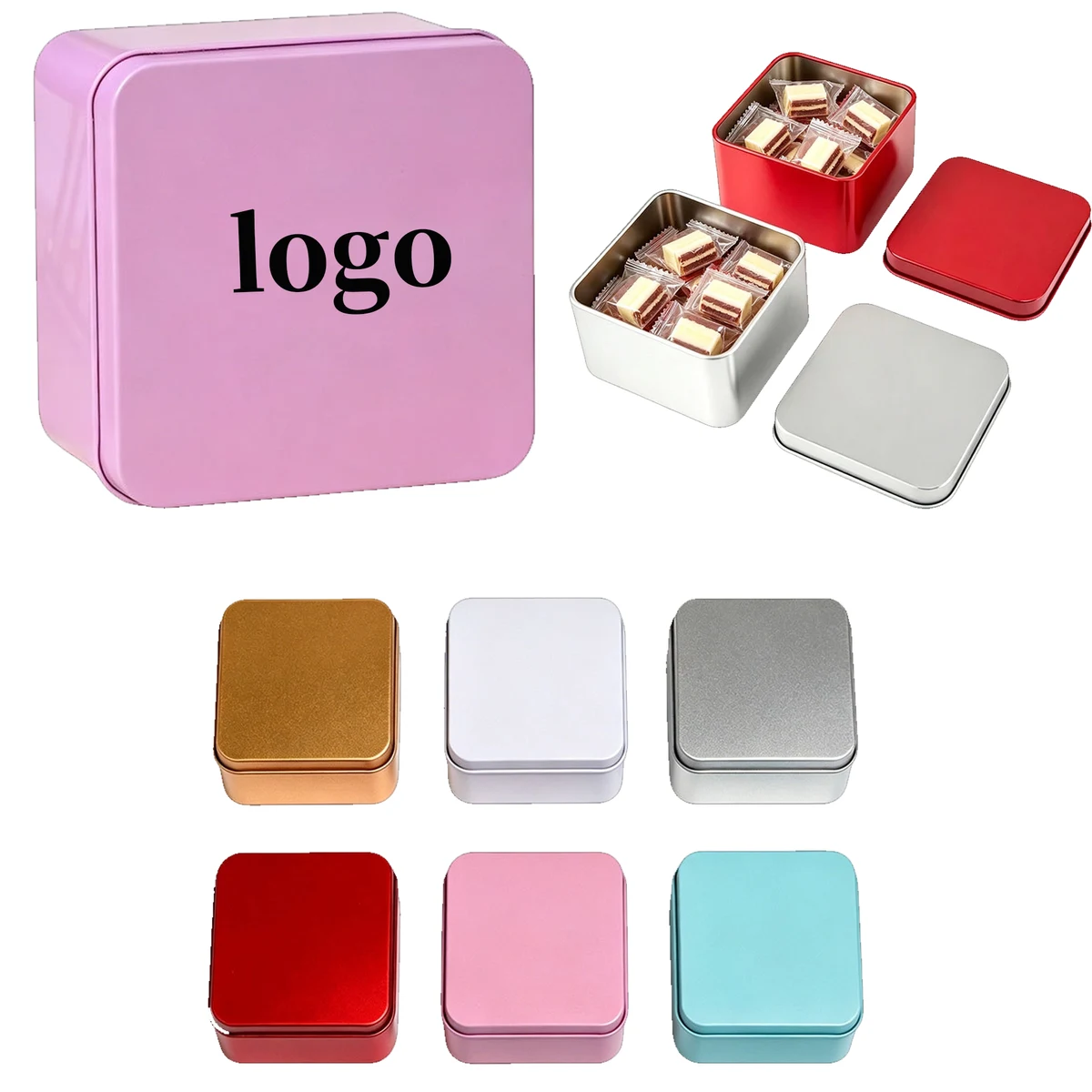 Custom Square Tin Gift Container For Promotional Giveaways 1