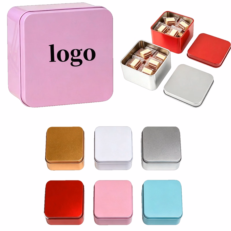 Custom Square Tin Gift Container For Promotional Giveaways