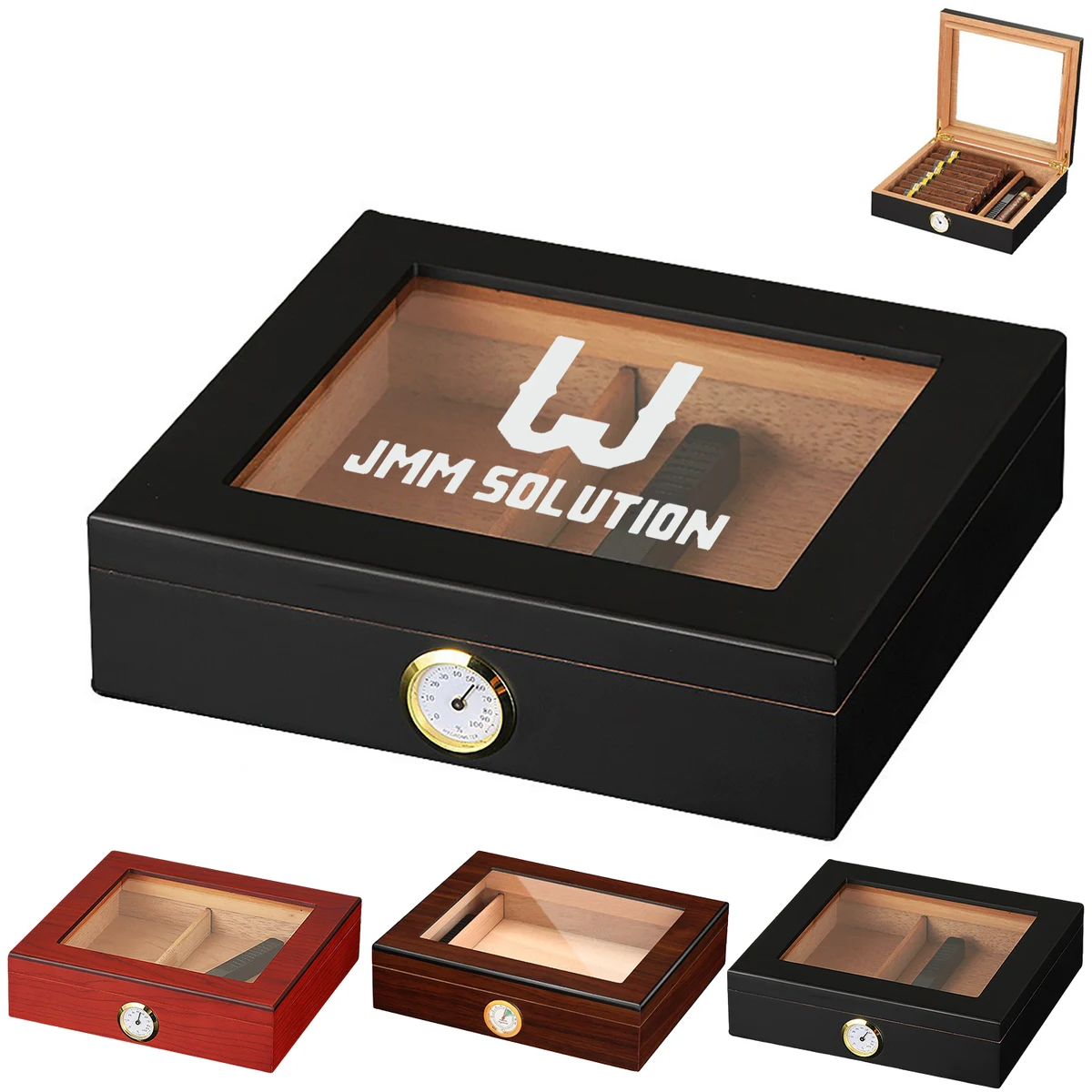 Clear Glass Top Cigar Storage Box w/ Humidifier 1