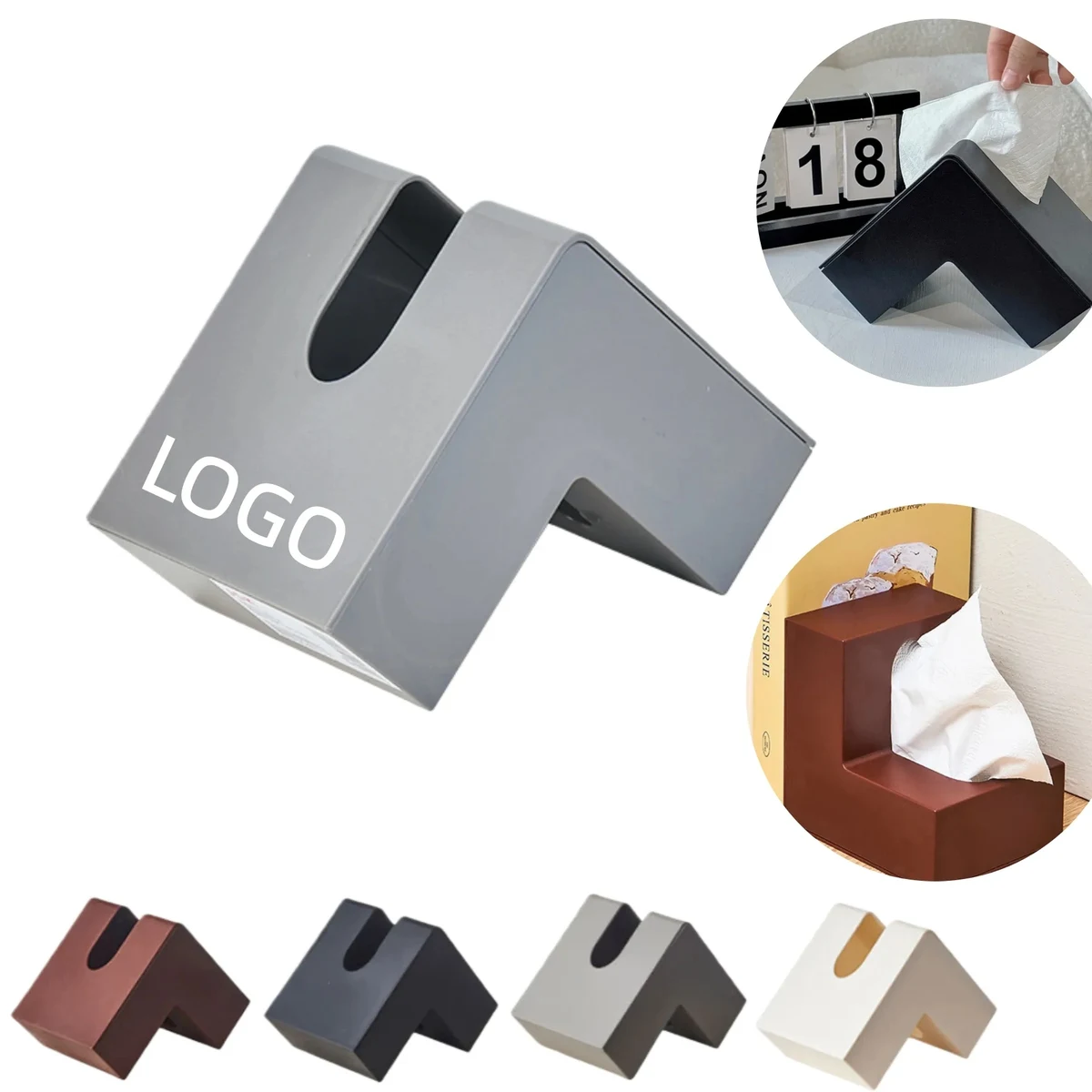 Plastic Folio Tissue Box Cover Multifunction L-Shaped Holder 1