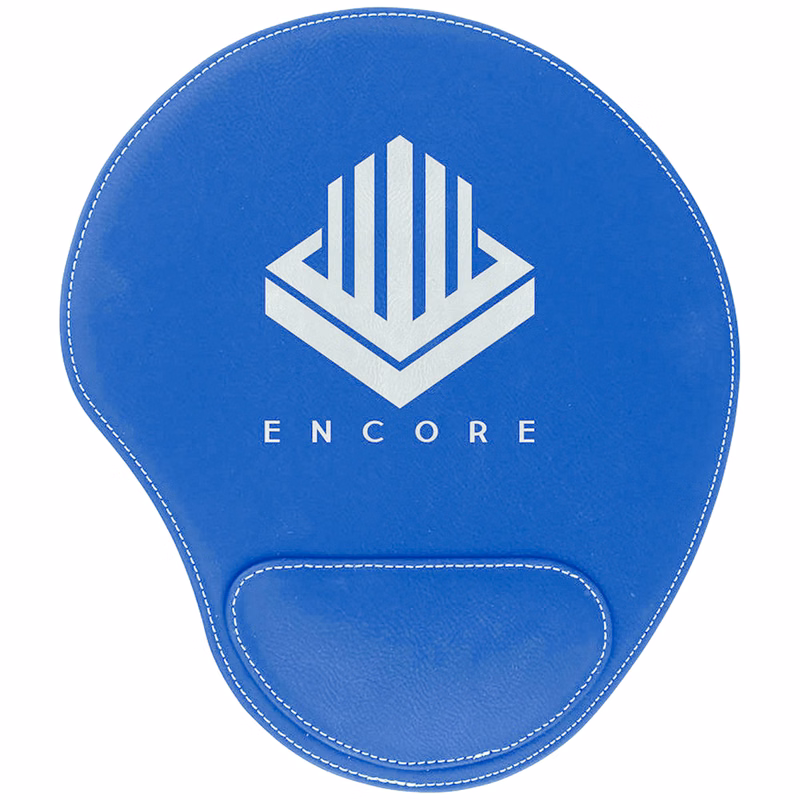 Blue/Silver Leatherette Mouse Pad