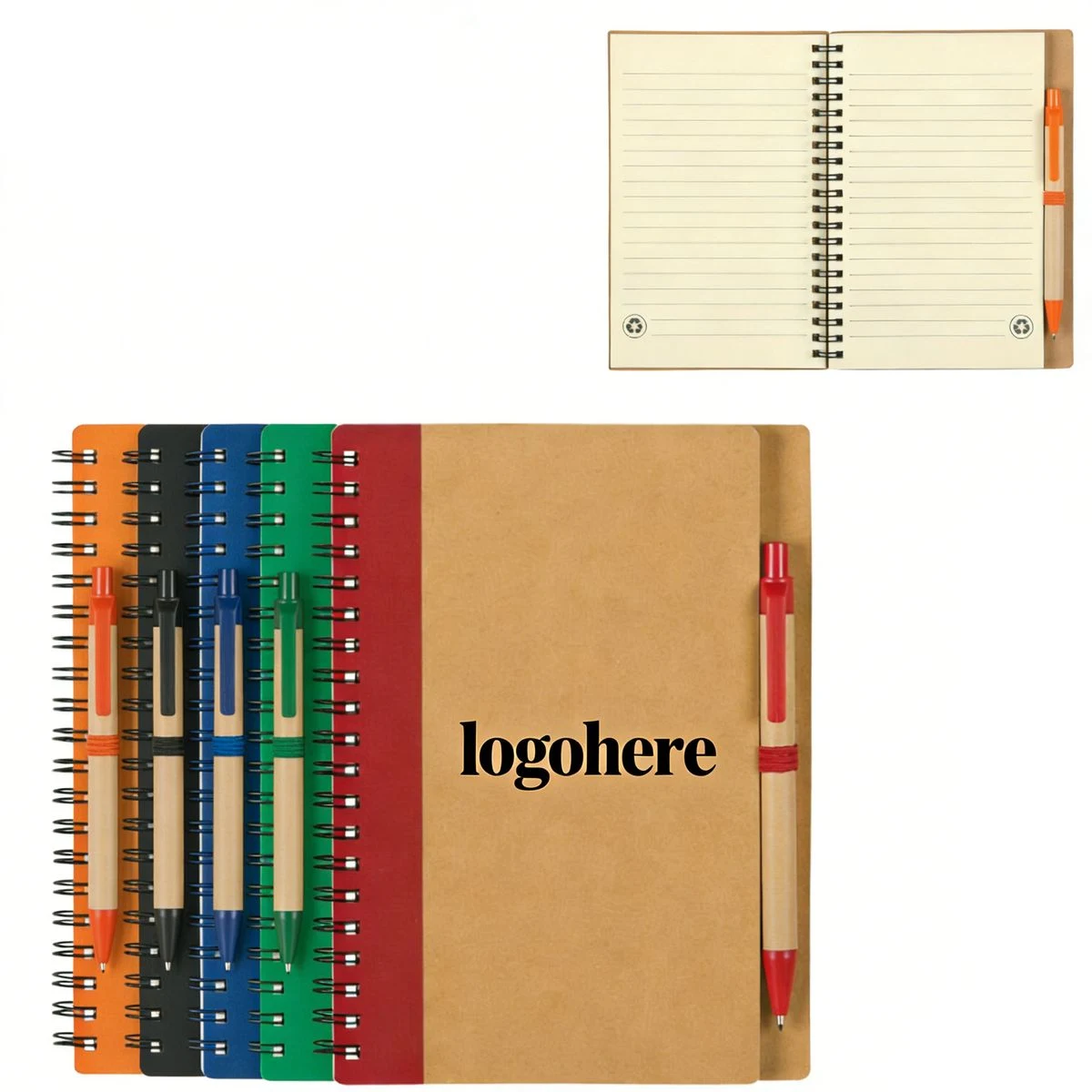 Spiral Kraft Notebook with Integrated Pen 1