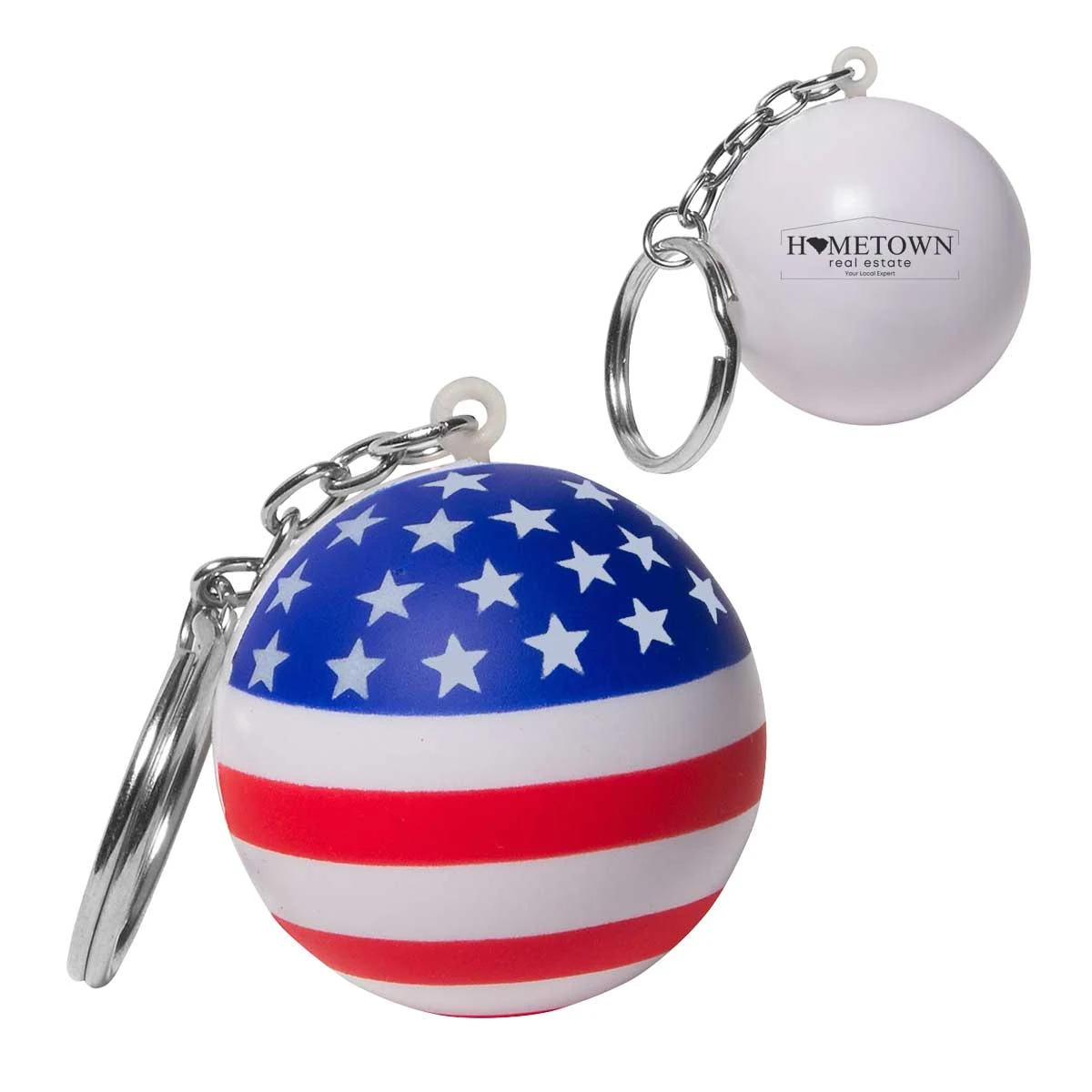 Stars and Stripes Patriotic Round Stress Ball Keychain 1