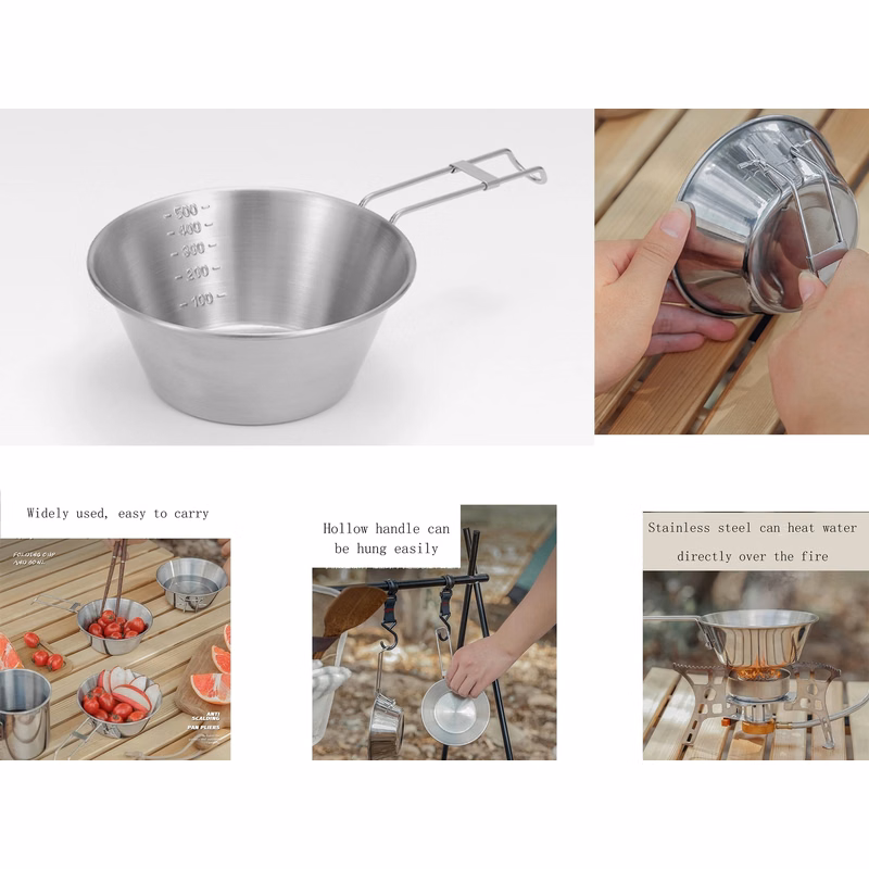 14 Oz Stainless Steel Foldable Handle Camping Mug