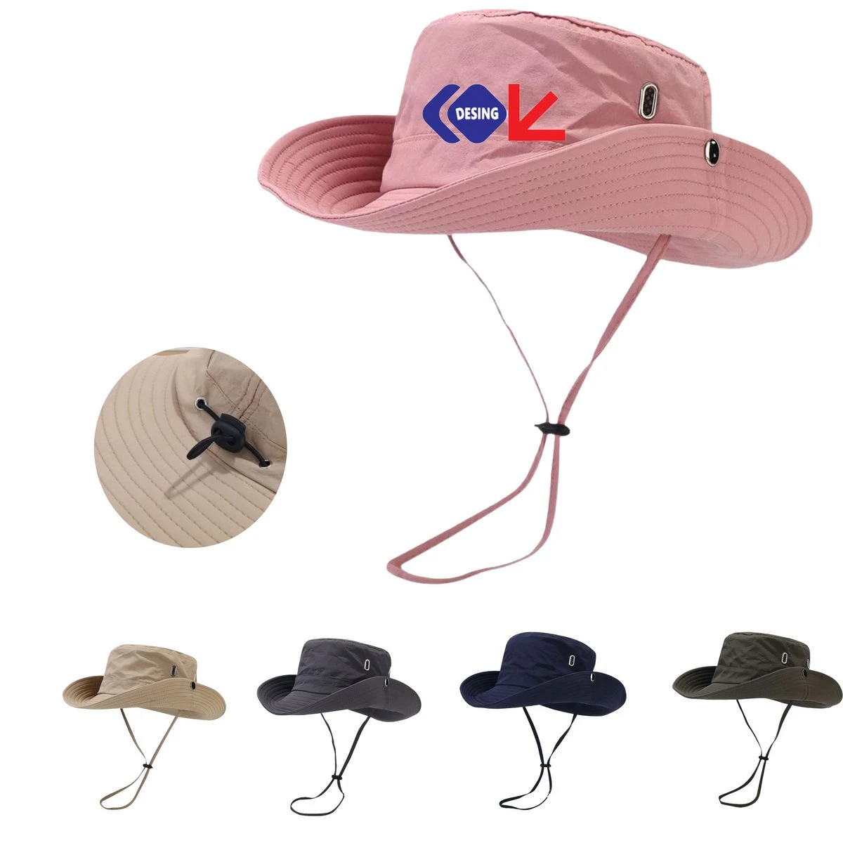 Camping Hiking Drawstring Quick-Dry Bucket Hat 1