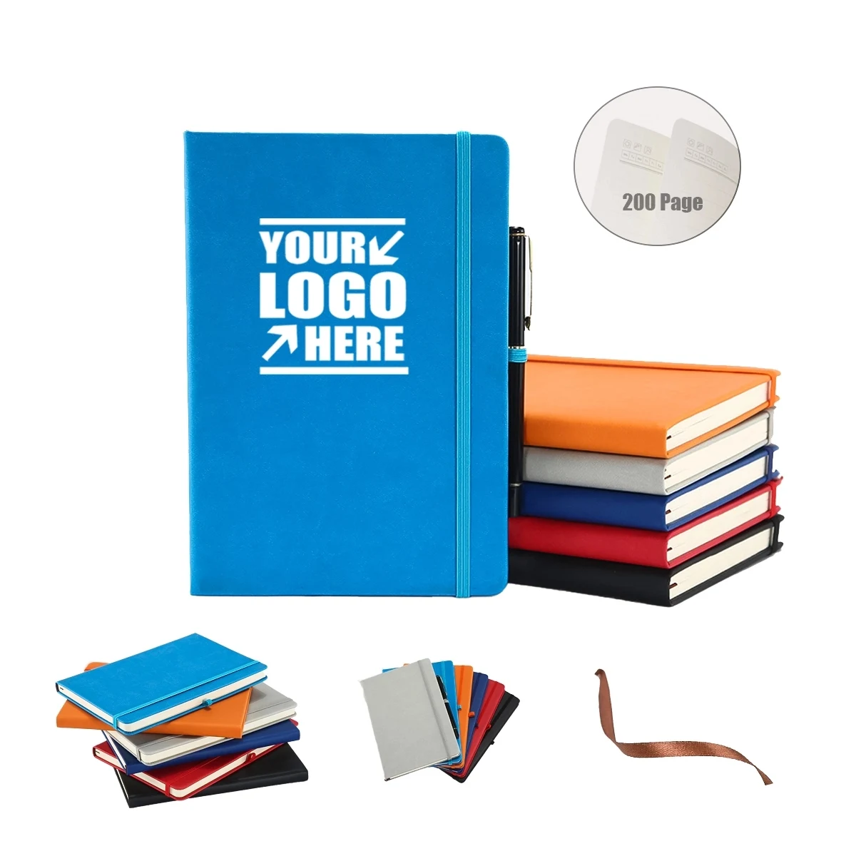 A5 Pu 200 Pages Thick Classic Notebook With Pen Loop 1