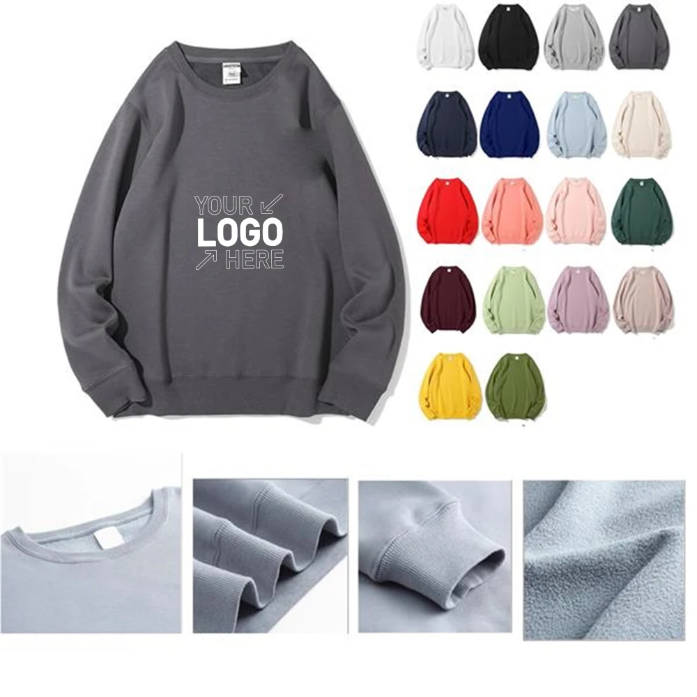 Crewneck Cotton&Polyester Fleece Sweatshirts, custom hoodie or sweatshirt with logo imprint 1