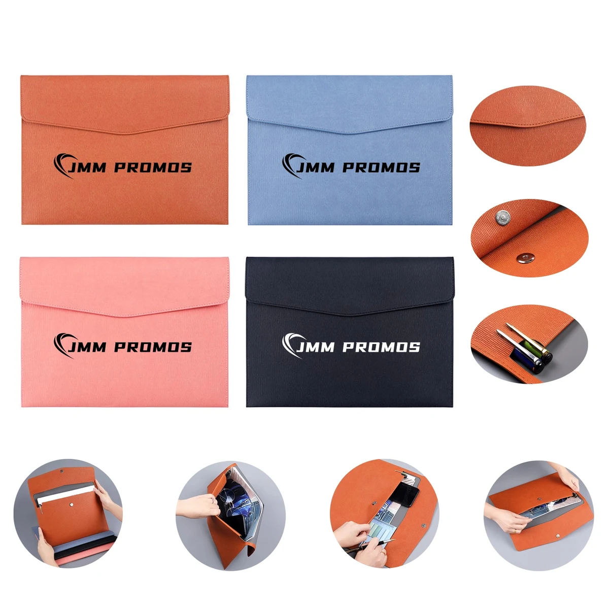 A4 PU Leather Snap Closure Document Folder 1