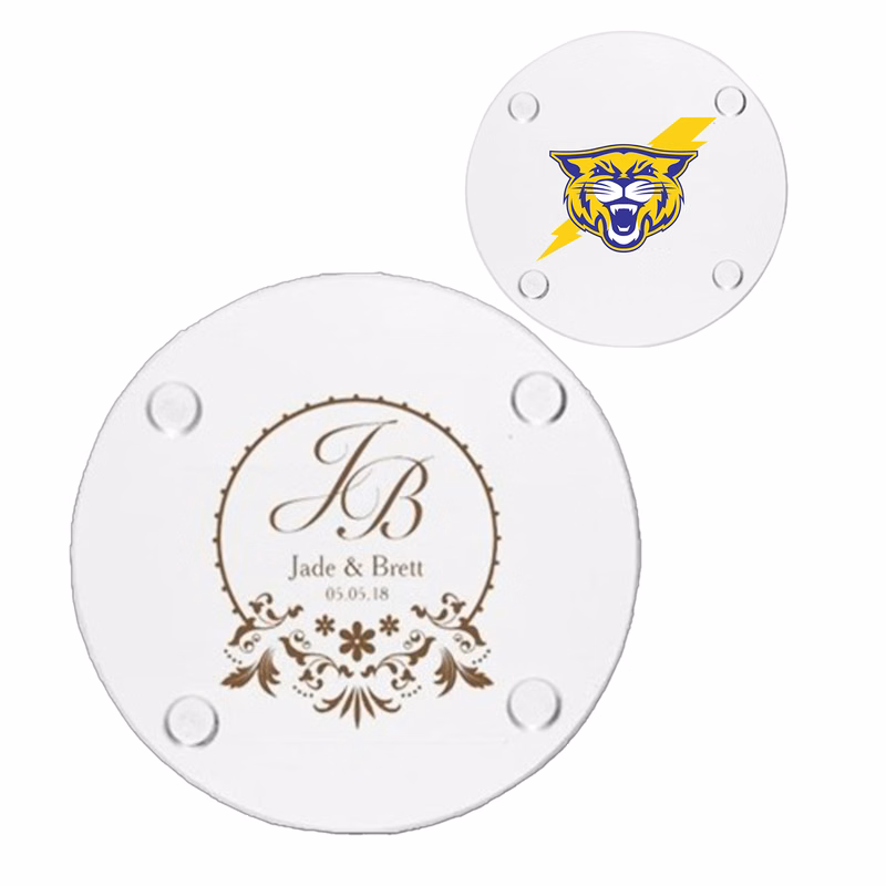 4" Round Glass Coasters w/ Custom Imprint