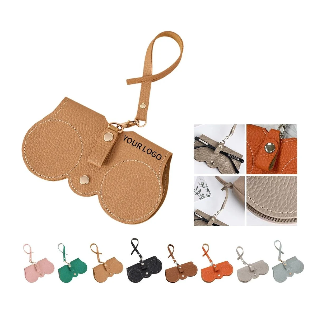PU Leather Glasses Case with Soft Suede Lining and Custom Logo 1