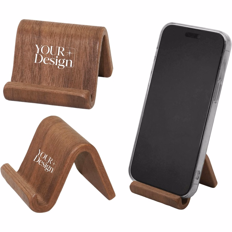 Walnut-Wood Desktop Cell-Phone Stand