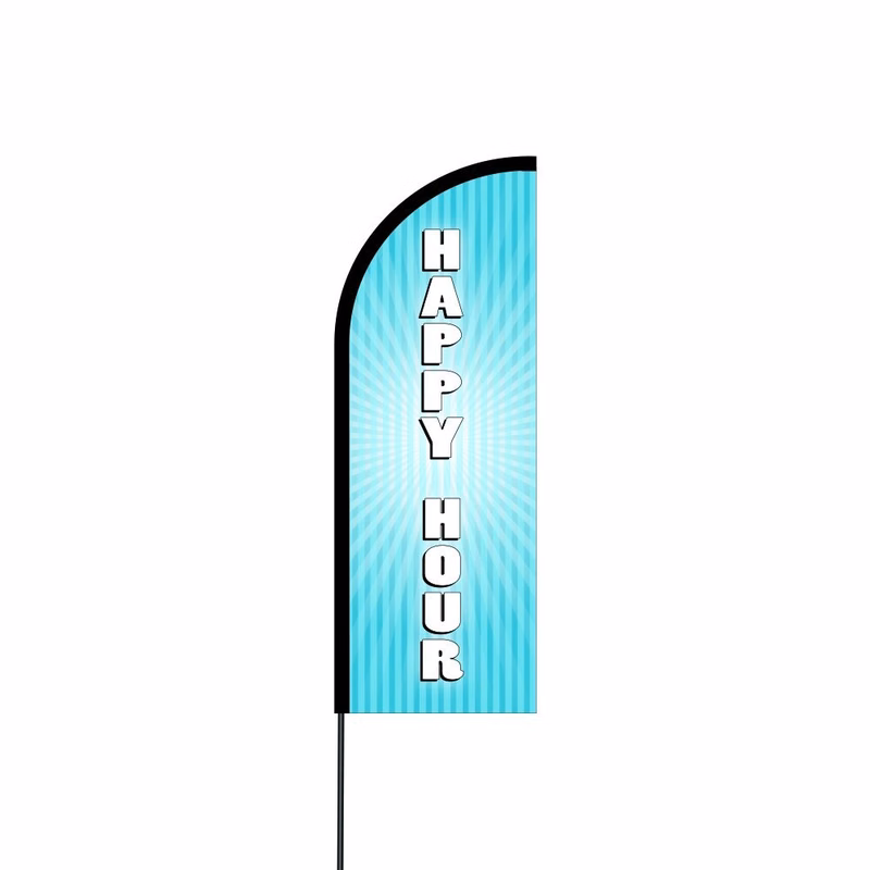 Happy Hour Flag Kit Hardware 14' Feet Feather Flag Sign Outdoor Banner