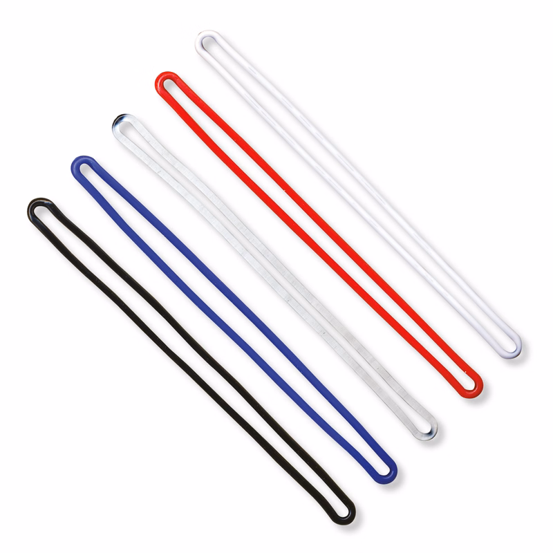 6" Flexible Vinyl Loops for luggage tags / available in red, black, blue, white, clear