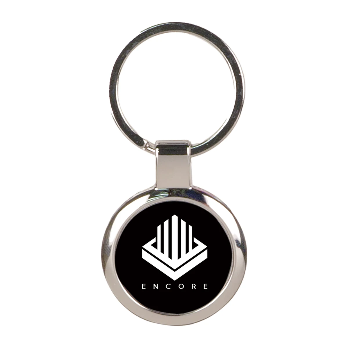 Black Laserable Metal Round Keychain 1