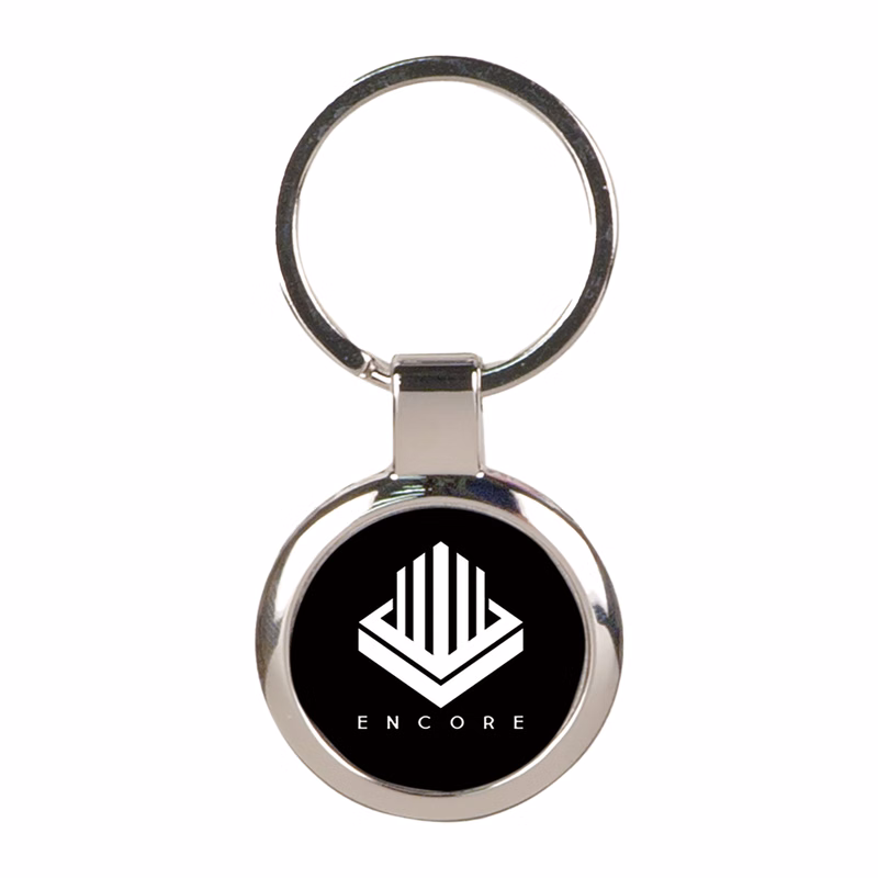 Black Laserable Metal Round Keychain