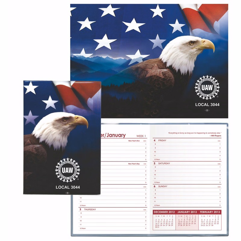 Stock Full Color Vinyl 7"X10" Patriotic Planner w/ Weekly Insert