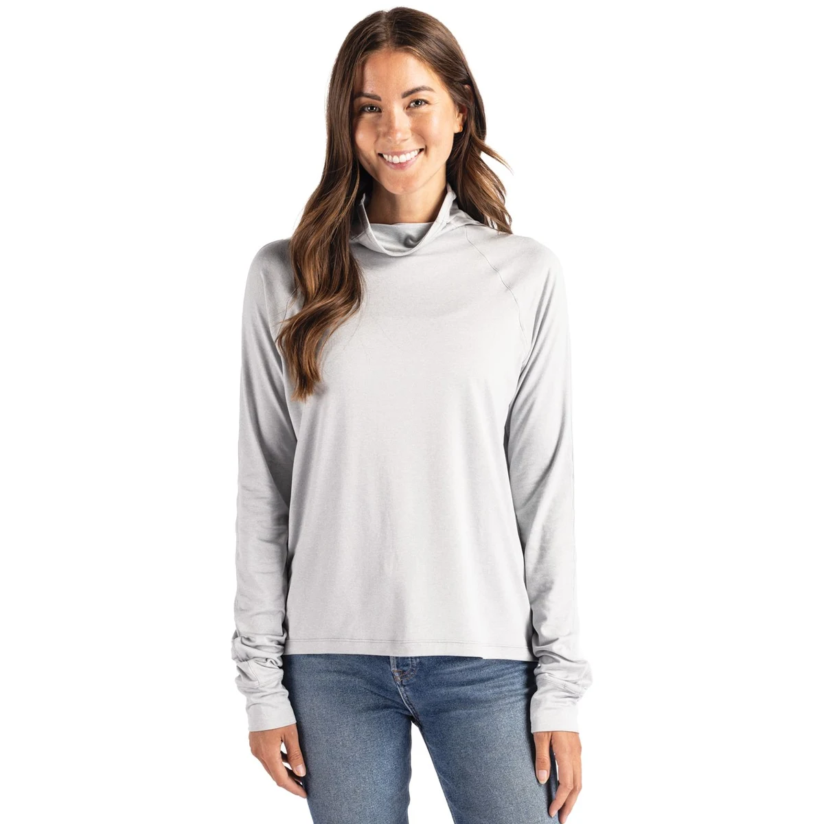 Cutter & Buck Coastline Recycled Double Peached Womens Funnel Neck Pullover 1